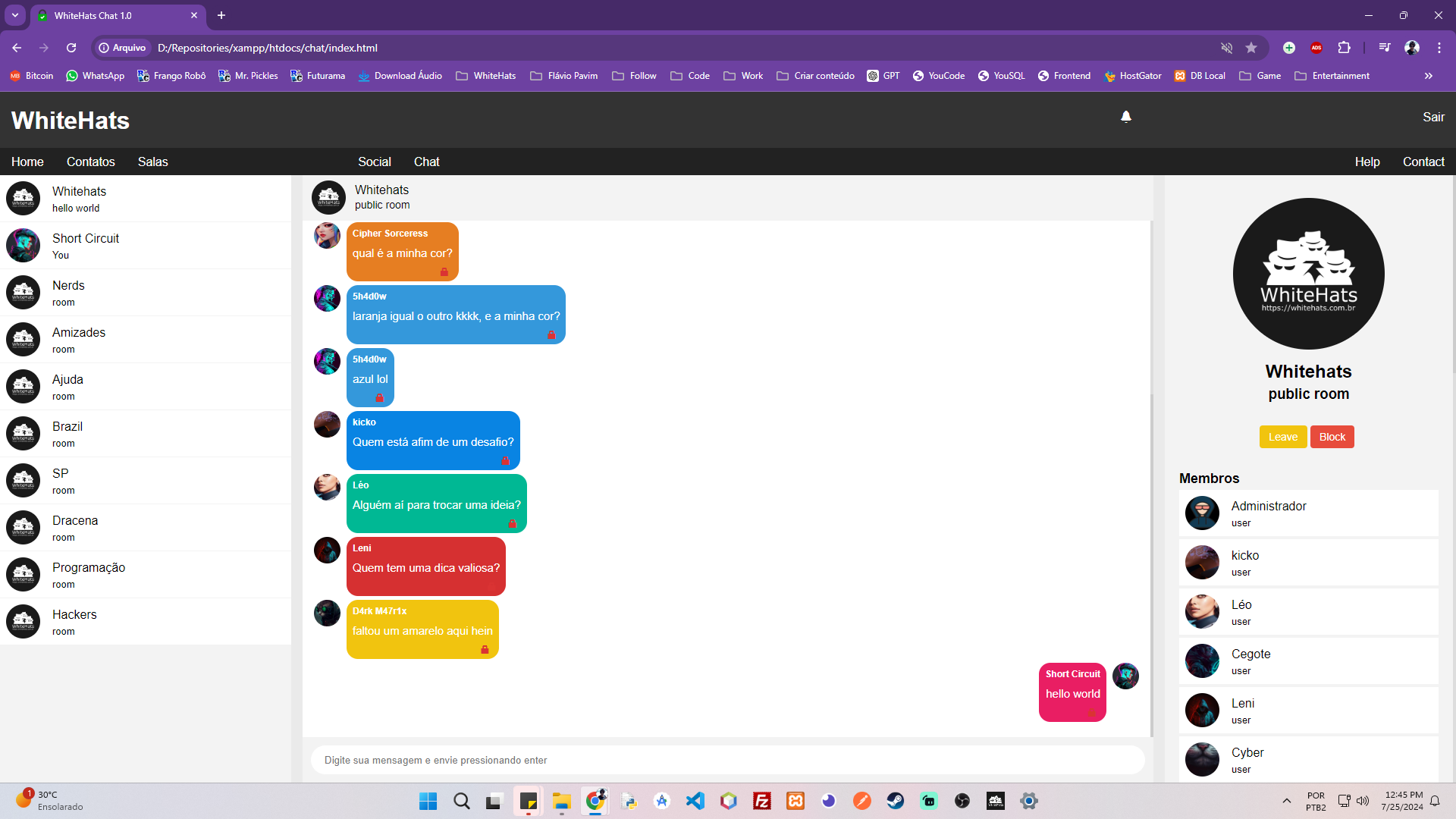 WhiteHats Chat conversation interface
