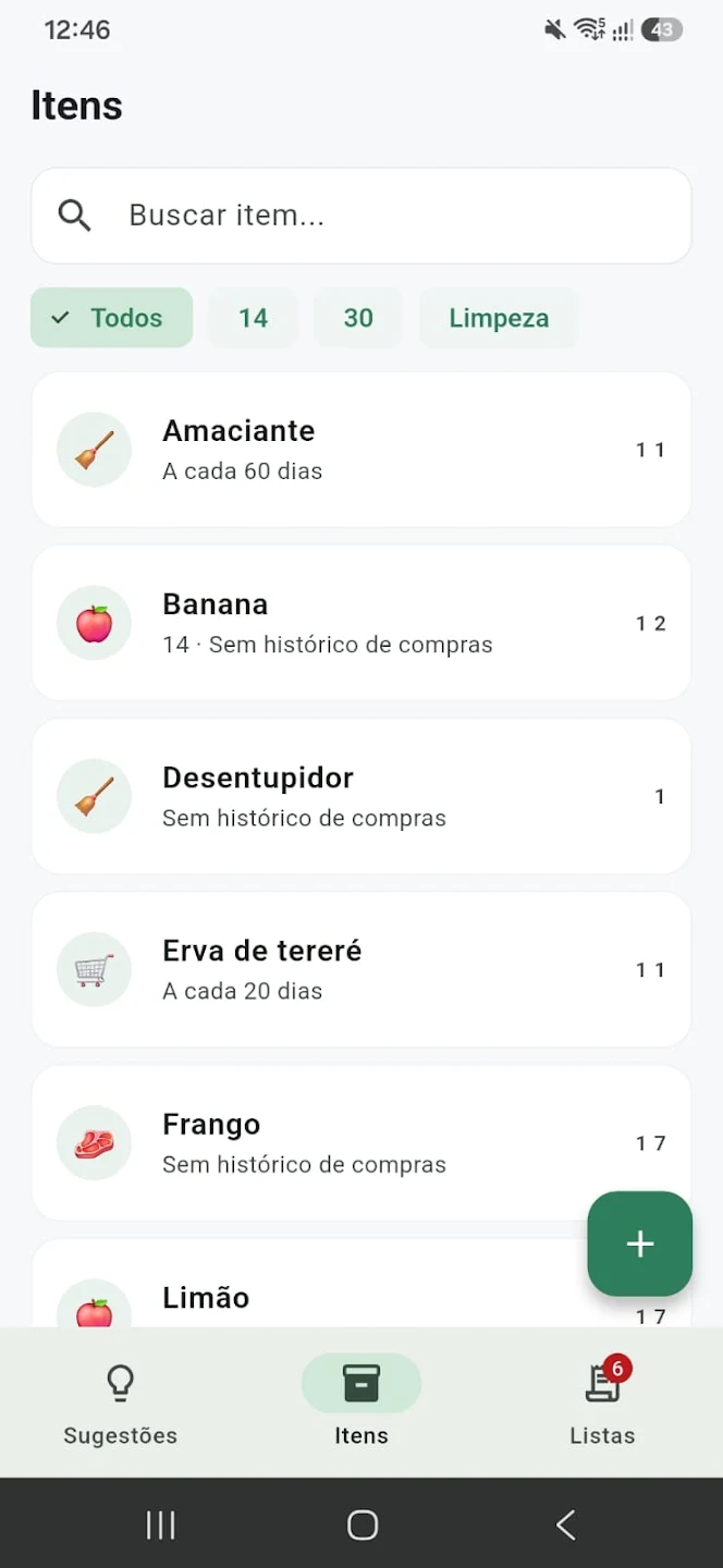 Shopping List app screenshot