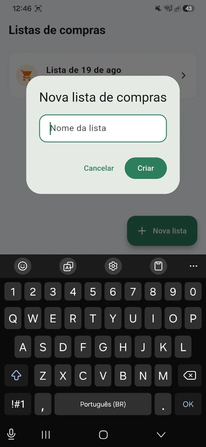 Shopping List app screenshot