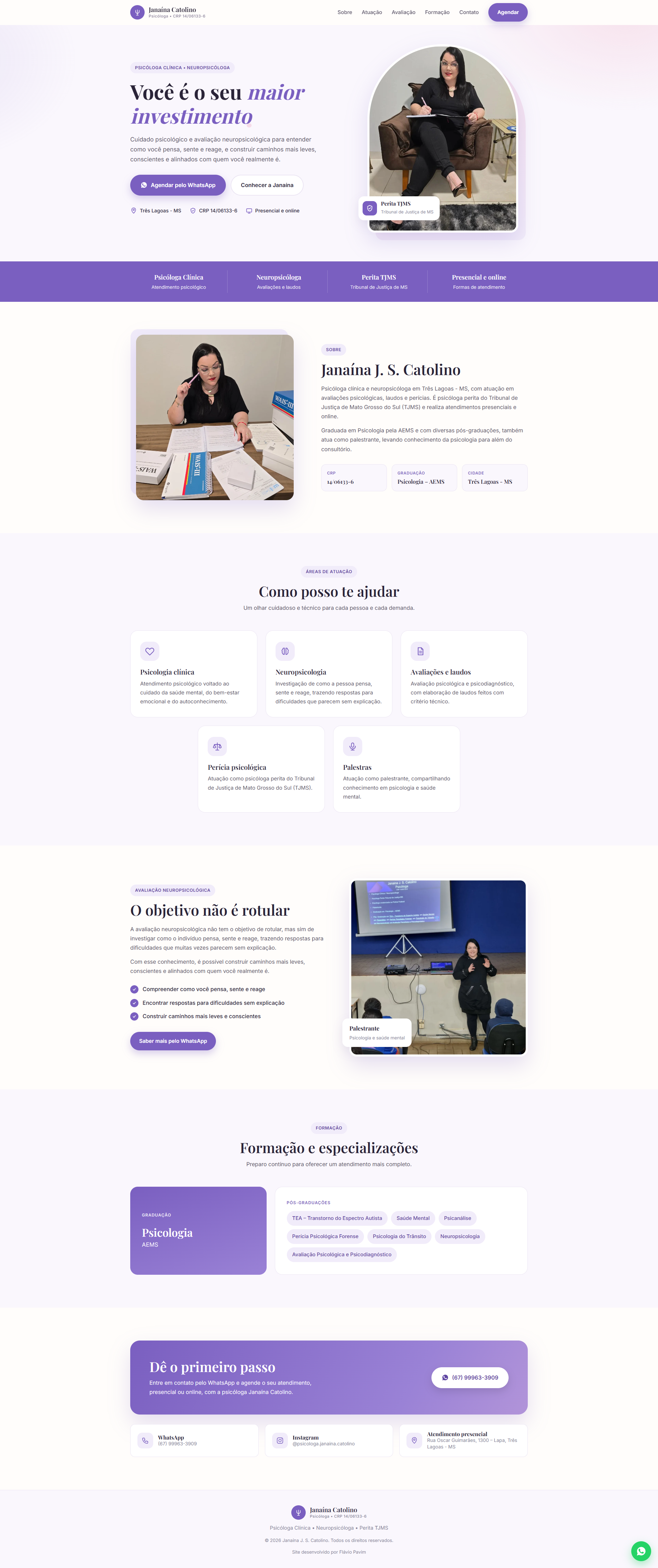 Janaína Catolino psychology website homepage