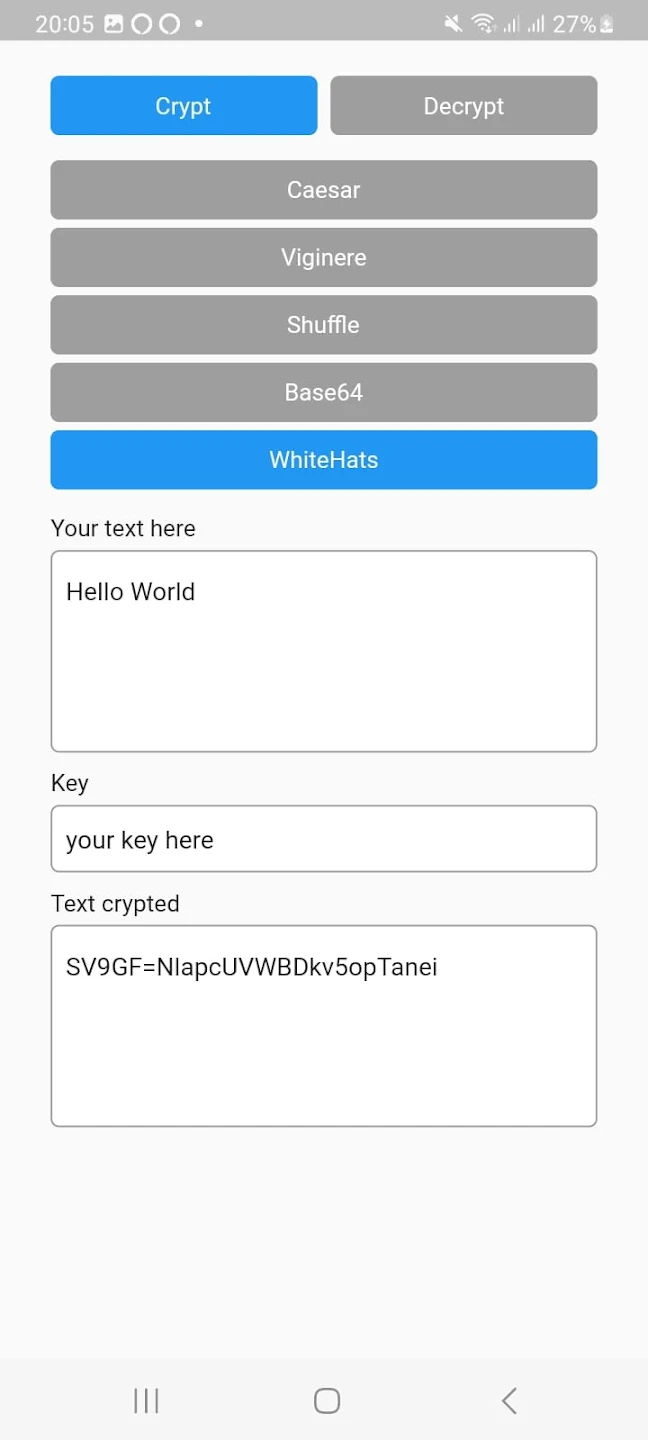 WhiteHats Crypt app screenshot